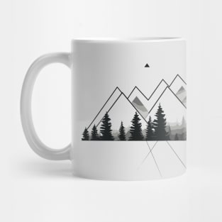 Geometric Mountains Pine Woods One Line art Mug